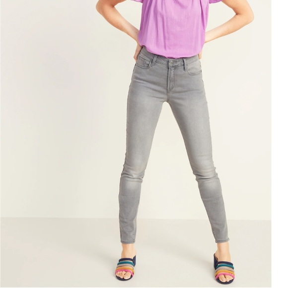 Old Navy Grey High Rise Super Skinny Stretch Jeans - Picture 1 of 6